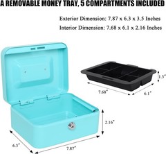 Portable Metal Cash Box with Key Lock – Scratch Resistant & Organized Money Tray