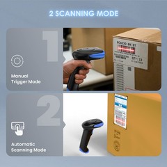 2D Bluetooth Barcode Scanner Wireless, 2500mAh Handheld Cordless USB Wired QR…