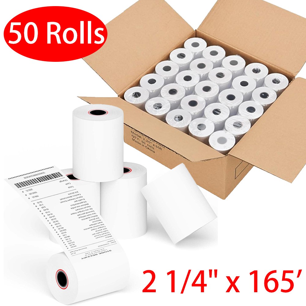 50 Rolls 2 1/4″ x 165′ Thermal Paper Credit Card Cash Register POS Receipt Paper