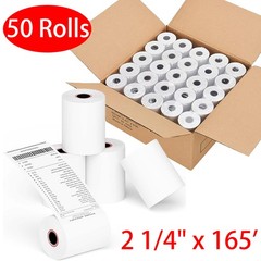 50 Rolls 2 1/4″ x 165′ Thermal Paper Credit Card Cash Register POS Receipt Paper