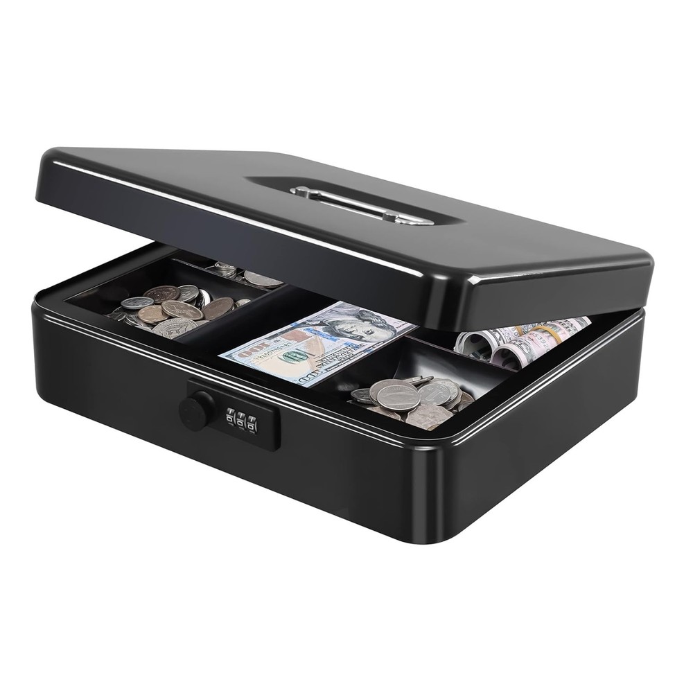 Elegant X-Large Metal Cash Box with Combination Lock – Secure & Portable