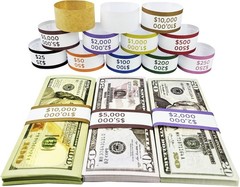 **600pc Money Bands Self-Adhesive Currency Straps 12 ABA Colors Bill Wrappers**