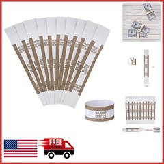 Self-Adhesive Bill Wrappers Currency Straps Brown $5000 for Fast Billing