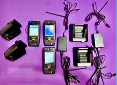 Glacier M3 Orange Handheld Barcode Scanner Lot Of 3 W/Docks & Cradles Mobile PC