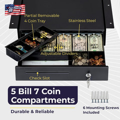 Volcora Cash Register Drawer with under Counter Mounting Metal Bracket – 16″ Bla