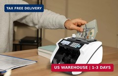 Large Money Counter Machine, USD/EUR/GBP/CAD Counterfeit Bill Detector with LCD