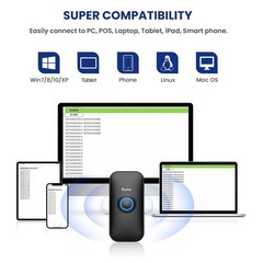 Eyoyo 1D Mini Bluetooth Barcode Scanner, 3-in-1 USB Wired & Bluetooth & 2.4G Wir