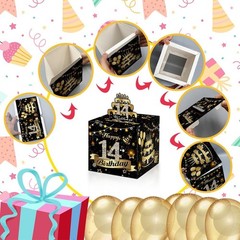 14TH Birthday Money Box for Cash Gift, Surprise Pull Out Money Gift Box