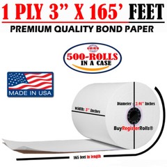 Unbranded 3″ x 165′ 1Ply Bond 50 Rolls for Reseller Epson TM-U200D Epson TM-U210
