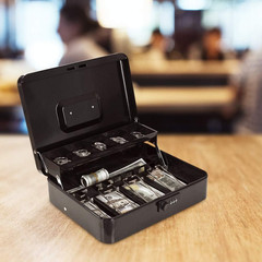 Cash Box with Money Tray and Combination Lock Metal Money Box for Cash Register