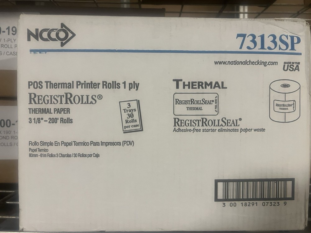 NEW 3 1/8″ x 200′ THERMAL POS RECEIPT PRINTER ROLL PAPER 30 ROLLS NCCO 7313SP