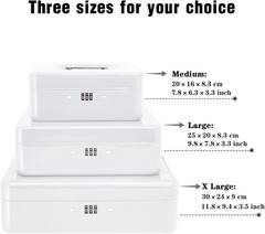 Steel Cash Box with Key Lock, Metal Small Money Organizer with Money Tray,Cas…