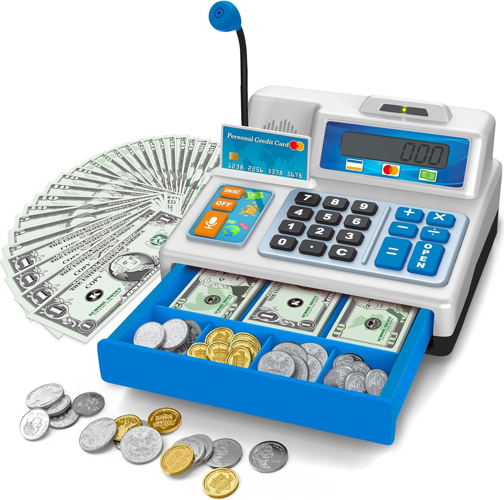 Calculator Cash Register Toy Gift for Kids Age 3, 4, 5, 6, 7, 8+ Year Old, 103 P