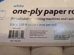 1-Ply Paper Rolls 3in. x 128ft White Pack of 10 Item 109023 New