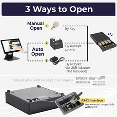Cash Drawer 13″ Register Electronic POS System Coins Bills Safe Organizer Tray