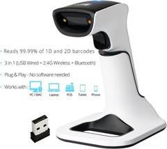 Rechargeable Wireless Scanner for 1D and 2D Barcodes with Vibration Alert