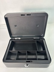 Honeywell 6112 Steel Cash Box 1 Bill & 5 Coin Slots 2 Keys Handle 9.8″ X 7.3″