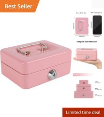Mini Cash Box for Kids in Pink – Secure Key Lock & Tray, Ideal Gift Size, 4.92″