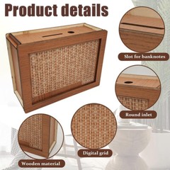Cash Vault Wooden Savings Box Cash Holder Saver Money Saving Box With Countdown