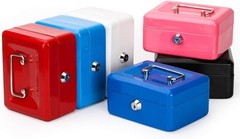 Cash Box with Money Tray, Small Money Box with Key Lock, 6″ x 4 4/5″ x 3″, White