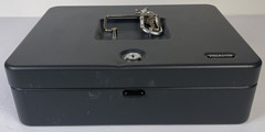 Steelmaster By MMF Industries Tiered Tray Cash Box W 2 Keys 11.5”x9”x3.5” Gray