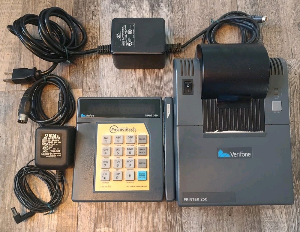 Verifone TRANZ 380 Credit Card Reader & Verifone Receipt Printer 250 With Cords