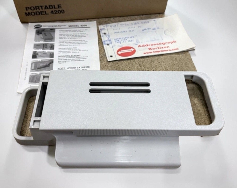 Addressograph Bartizan Portable Model 4200 Credit Card Imprinter Manual Slider