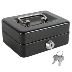 Locking Steel Mini Cash Box with Removable Coin Tray and Key Lock for Kids4.9…