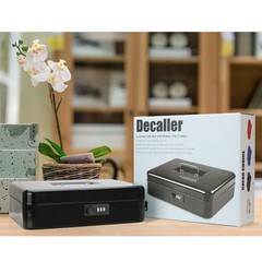 Extra Large Cash Box with Combination Lock, Metal Money Box with Removable Tr…