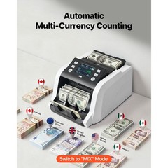 1200 Notes/ Min Cash Counter with Value Count, UV/ MG/ IR Detection, TFT Display