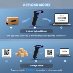 2D Bluetooth Barcode Scanner Wireless, 2500mAh Handheld Cordless USB Wired QR…