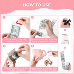 Money Pull Box Cash Surprise Ribbon Leather Mini Bag 30 Transparent Bags Pink