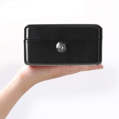 Small Cash Box with Slot 6.2x5x3″ Money Box with Tray Key Lock Black