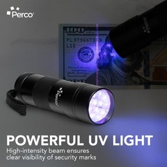 Perco Counterfeit Flashlight Portable & Reliable Device with UV Light Detect…