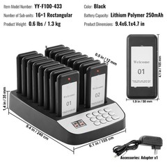 Uimoso Restaurant Wireless Paging System with 16 Guest Call Coasters