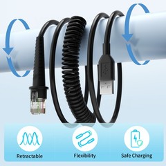 53-53235-N-3 Scanner Coiled Cable 3M For Honeywell MS9590i,MS3780 Fusion,YJ3300