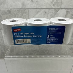 NEW Staples 3 PACK PAPER ROLLS 2 1/4″ x 130′ Calculator Register Adding Machine