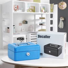 Small Cash Box with Key Lock, Double Layer Metal Money Box for Home Security,…