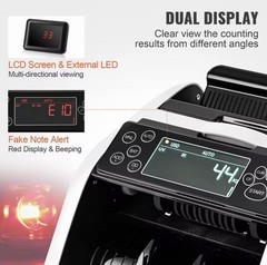 VEVOR Bill Counter UV/MG/IR/DD Detection Dual Display 1000pcs/min 200 Capacity