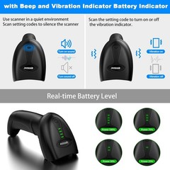 Bluetooth Wireless Barcode Scanner with Auto-Sensing Stand for Quick Scanning