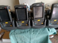 LOT OF 4 MOTOROLA SYMBOL H9PMC7090 BARCODE SCANNER /W NETWORK-CHARGE STAND