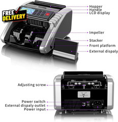 Money Counter Machine with Value Count Dollar Euro UV/MG/IR/DD/DBL/HLF/CHN Cou..