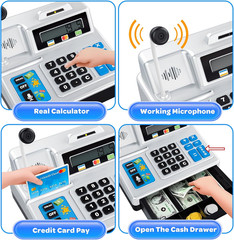 Calculator Cash Register Toy Gift for Kids Age 3, 4, 5, 6, 7, 8+ Year Old, 103