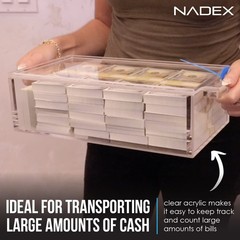 Nadex Clear Acrylic Cash Box with Slipping Cover – 5mm Box Thickness – 8mm Lock
