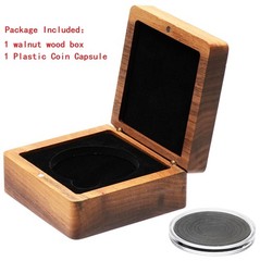 COSISO Single Walnut Wood Challenge Coin Presentation Small, Black Inner