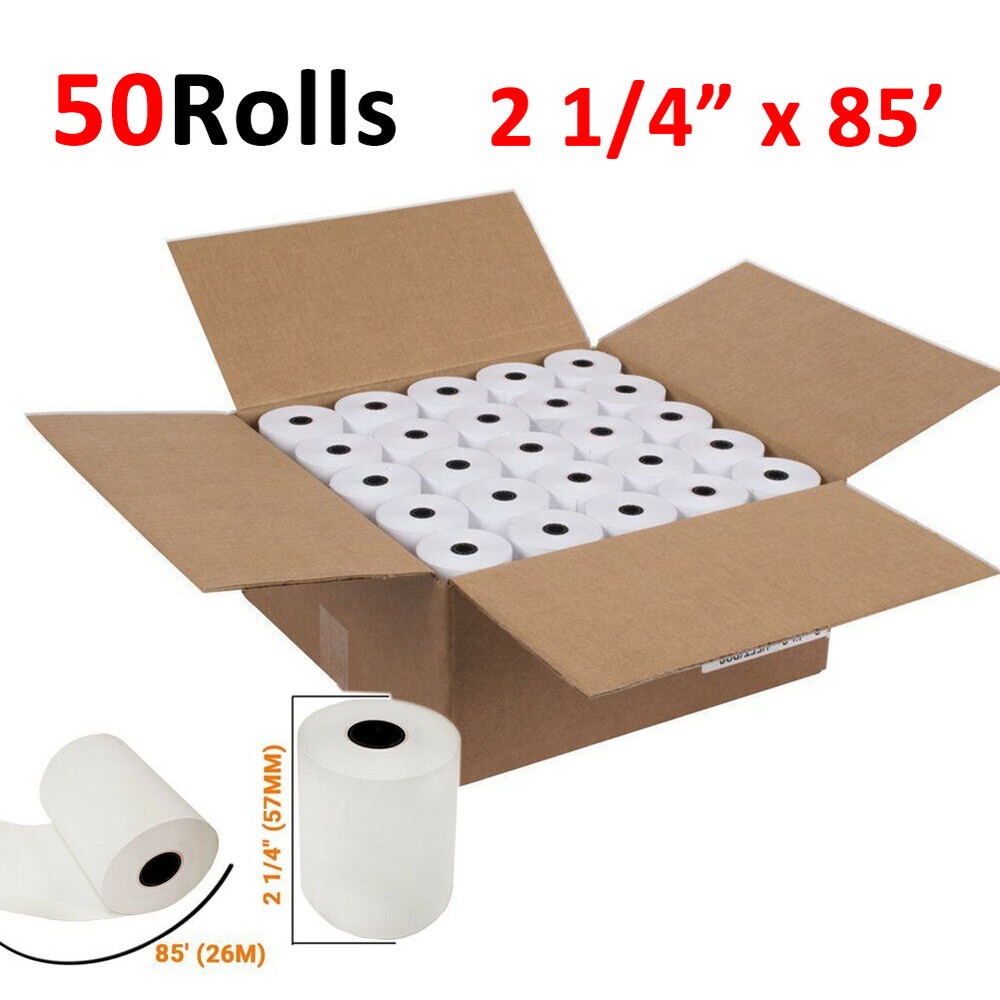 50 Rolls 2 1/4″ x 85′ Thermal Paper Cash Register Credit Card POS Receipt Roll