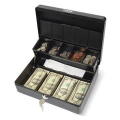 Lockable Cash Box with Coin Tray – Durable Metal Money Organizer for Bills & Cha