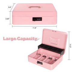 Cash Box with Combination Lock, Metal Money Box for Cash Register, Large Cash…