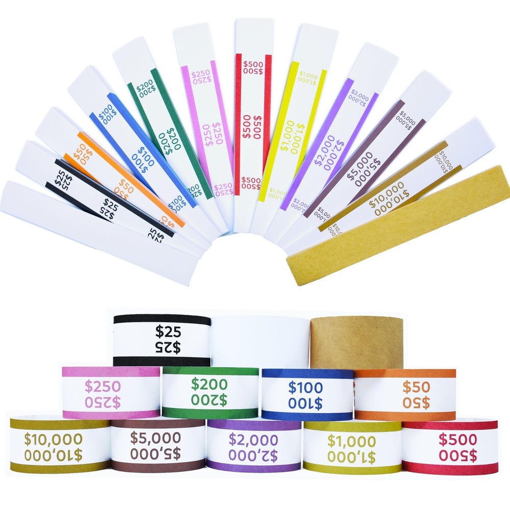 600Pcs Money Bands for Cash – Self-Adhesive Money Wrappers for Bills, Currency S