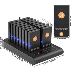 Uimoso Wireless Paging System with 16 Coasters for Restaurant Guest Queue